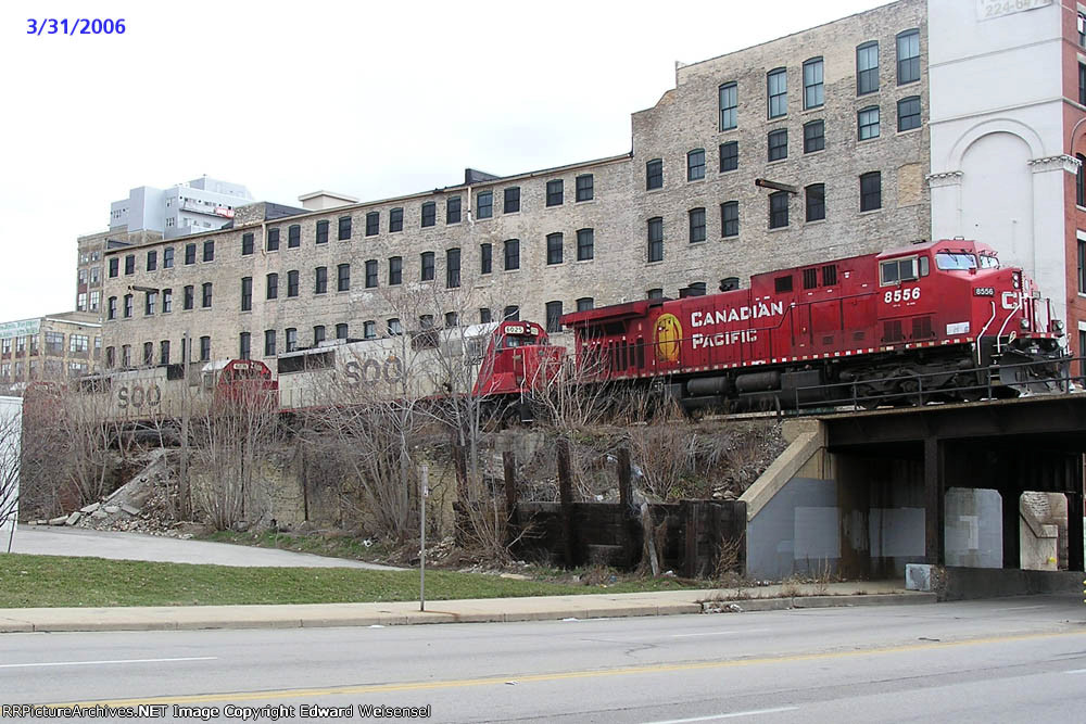 CP 8556 &amp; 3 elephants pull above 1st St.